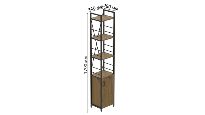 Этажерка 4/34 Ferrum-decor Серии Конект с тумбой 179x34x28 Черный ДСП Артизан (FD1047) - Фото 2 Этажерка 4/34 Ferrum-decor Серии Конект с тумбой 179x34x28 Черный ДСП Артизан (FD1047) - изображение 2
