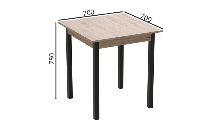 Стіл кухонний Ferrum-decor Агата 75x70x70 Чорний ДСП Дуб Сан-Марино 16мм (AGA0009) - Фото 2 Стіл кухонний Ferrum-decor Агата 75x70x70 Чорний ДСП Дуб Сан-Марино 16мм (AGA0009) - зображення 2