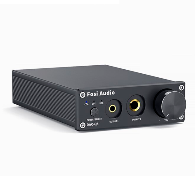 Конвертер звуку SPDIF/Coaxial на RCA/3.5/6.35 Fosi Audio DAC-Q5 black - Фото 1 Конвертер звуку SPDIF/Coaxial на RCA/3.5/6.35 Fosi Audio DAC-Q5 black - зображення 1