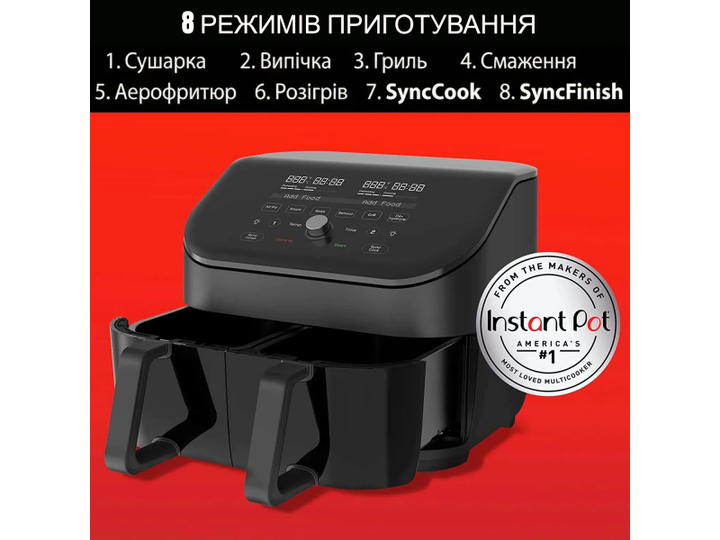 Мультипіч Instant Vortex Plus Double Basket ClearCook - изображение 3