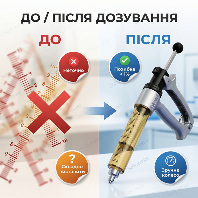 Шприц ветеринарний HSW Multi-Matic 25 мл для вакцинації кіз свиней птиці КРС дозатор luer lock автоматичний - зображення 5