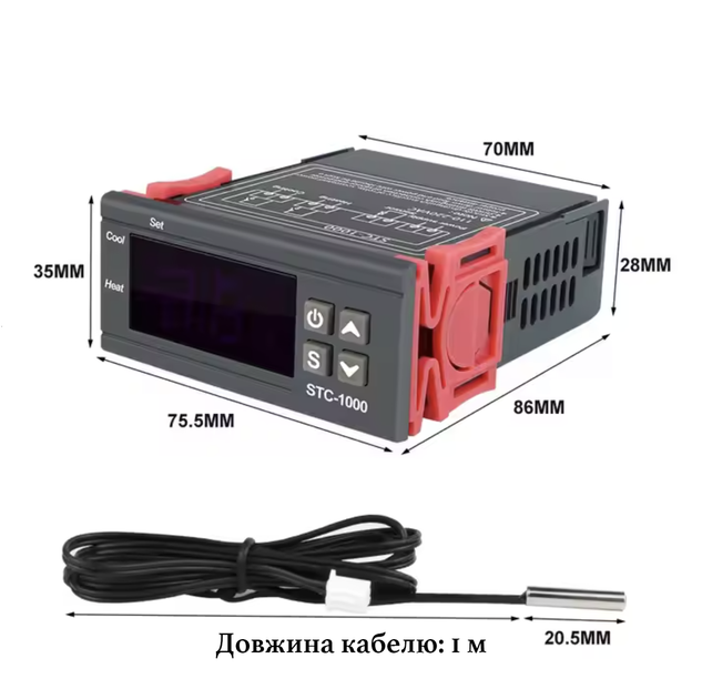 Терморегулятор STC-1000 220В 10А точность 0.1°C два реле - зображення 3