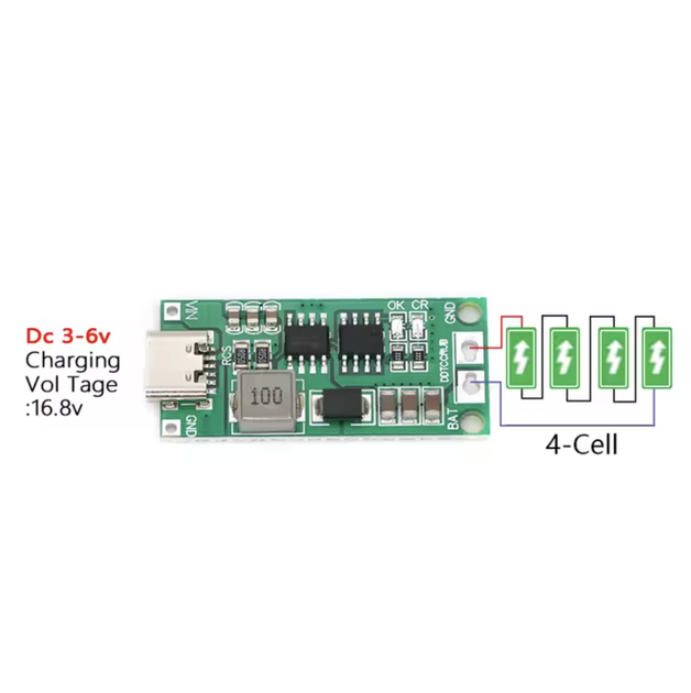 Повышающий контроллер заряда 4S модуль для Li-ion 18650 16.8V 2А Type-C - изображение 2