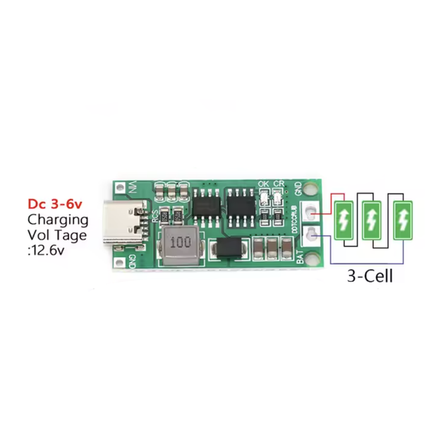 Повышающий контроллер заряда 3S модуль для Li-ion 18650 12.6V 1А Type-C - Фото 2 Повышающий контроллер заряда 3S модуль для Li-ion 18650 12.6V 1А Type-C - изображение 2