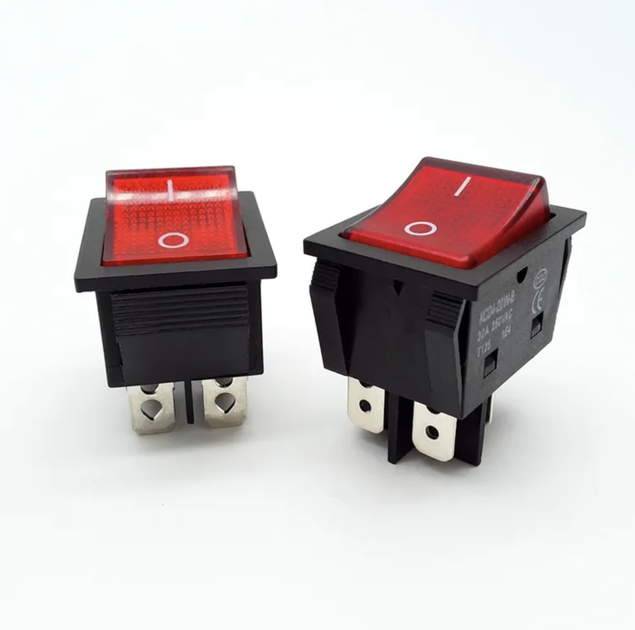 Сетевой выключатель KCD4-201N-B 30A 250VAC 4pin 32х25 Красный со светодиодом - изображение 5