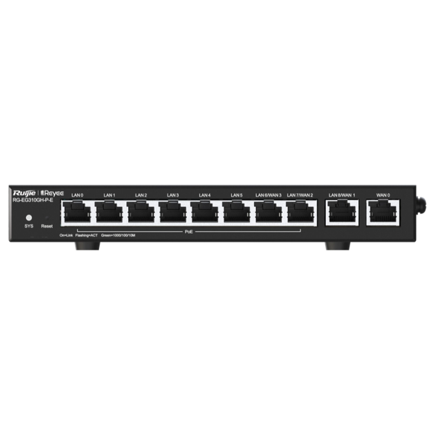 10-портовий PoE маршрутизатор з хмарним керуванням Ruijie Reyee RG-EG310GH-P-E - Фото 1 10-портовий PoE маршрутизатор з хмарним керуванням Ruijie Reyee RG-EG310GH-P-E - зображення 1