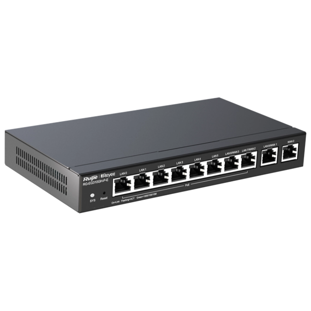 10-портовий PoE маршрутизатор з хмарним керуванням Ruijie Reyee RG-EG310GH-P-E - Фото 2 10-портовий PoE маршрутизатор з хмарним керуванням Ruijie Reyee RG-EG310GH-P-E - зображення 2