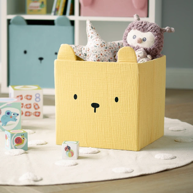 Pojemnik na zabawki Zeller Cozy Kids z uszkami muślinowy żółty 28 x 28 x 28 cm 97415 (4003368144917) - obraz 4