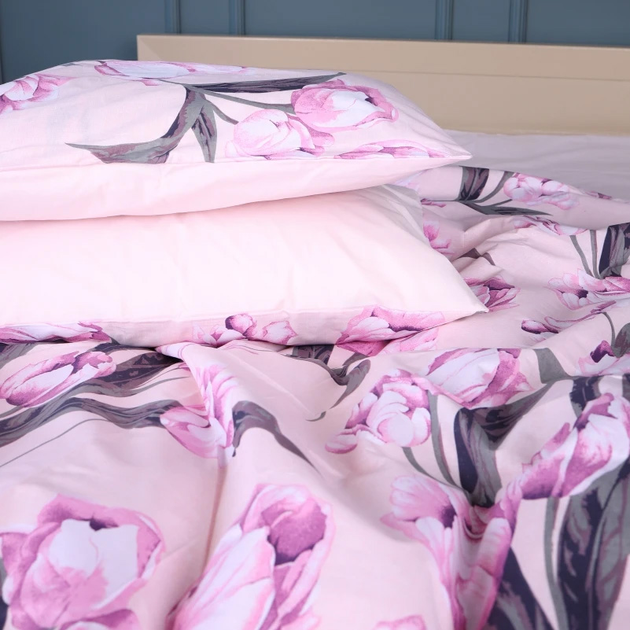 Комплект постільної білизни MirSon Бязь 17-0744 Pink Tulips 200 x 220 см (2200010845310) - зображення 4