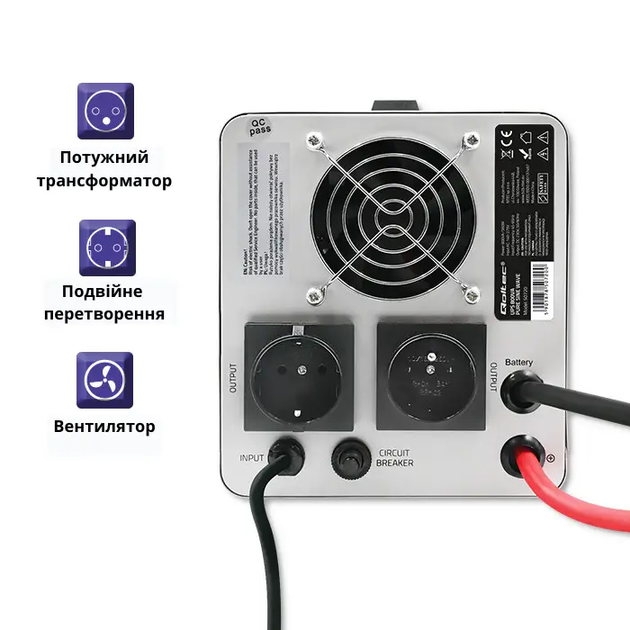 ДБЖ Qoltec Pure Sine Wave 800VA/560W Постійна фаза 50718 - изображение 2