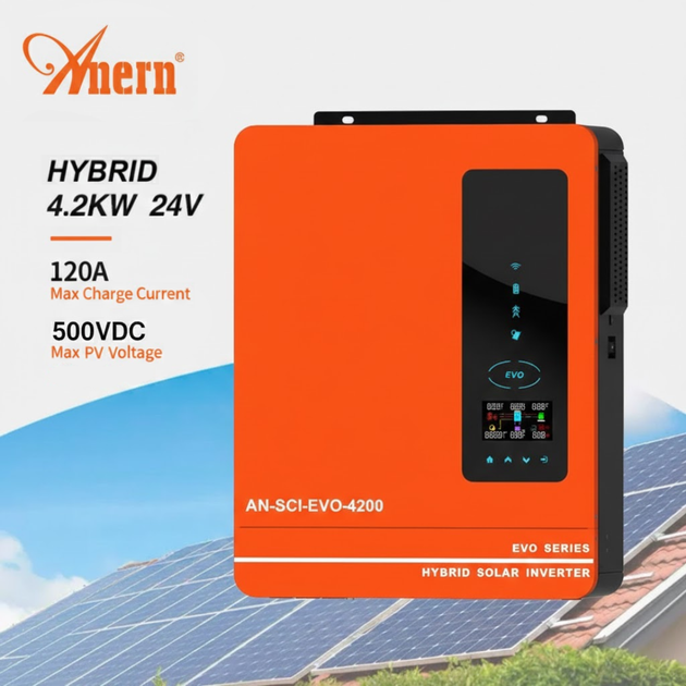 Гібридний інвертор ANERN AN-SCI-EVO-4200, 4200 Вт, 24 В, MPPT 120 А, чиста синусоїда - Фото 7 Гібридний інвертор ANERN AN-SCI-EVO-4200, 4200 Вт, 24 В, MPPT 120 А, чиста синусоїда - зображення 7