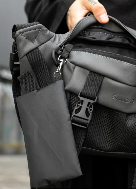 Велика чоловіча сумка бананка Sambag DynamicDart графітова 38 × 21 × 7 см (80411009m) - Фото 6 Велика чоловіча сумка бананка Sambag DynamicDart графітова 38 × 21 × 7 см (80411009m) - зображення 6