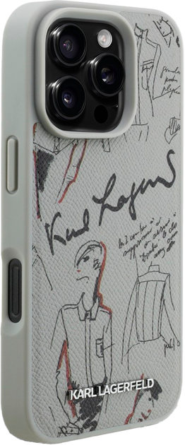 Etui Karl Lagerfeld Grained Pattern & Logo MagSafe do iPhone 16 Pro Grey (3666339463502) - obraz 4