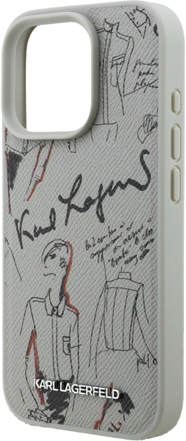 Etui Karl Lagerfeld Grained Pattern & Logo MagSafe do iPhone 16 Pro Grey (3666339463502) - obraz 6