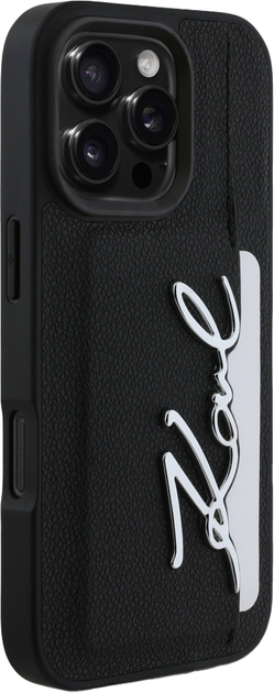 Etui Karl Lagerfeld HC Grained PU Cardslot Metal Signature do iPhone 16 Pro Max Black (3666339355975) - obraz 4