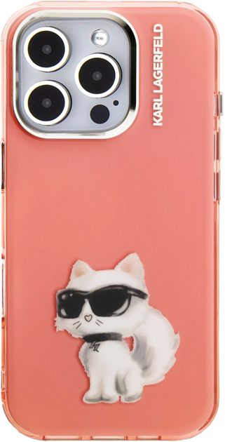 Etui Karl Lagerfeld IML Aquarelle Choupette & Logo iPhone 16 Pro Max Pink (3666339464592) - obraz 3