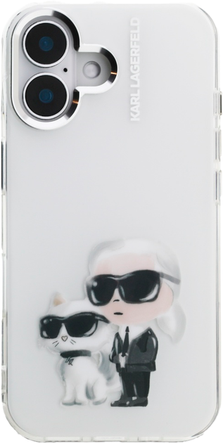 Etui Karl Lagerfeld IML Aquarelle Karl & Choupette & Logo do iPhone 16 White (3666339464929) - obraz 3