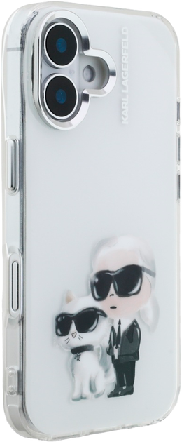 Etui Karl Lagerfeld IML Aquarelle Karl & Choupette & Logo do iPhone 16 White (3666339464929) - obraz 4
