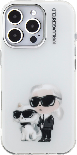Панель Karl Lagerfeld IML Aquarelle Karl & Choupette & Logo для iPhone 16 Pro White (3666339464943) - зображення 3