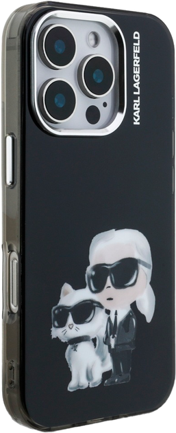 Etui Karl Lagerfeld IML Aquarelle Karl & Choupette & Logo do iPhone 16 Pro Black (3666339464769) - obraz 4