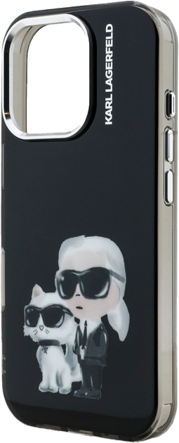 Etui Karl Lagerfeld IML Aquarelle Karl & Choupette & Logo do iPhone 16 Pro Black (3666339464769) - obraz 6