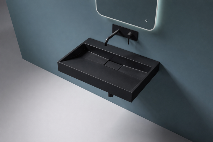 Умывальник VBI Este подвесной без отверстия под смеситель 70x46 см black VBI-019912 - изображение 5