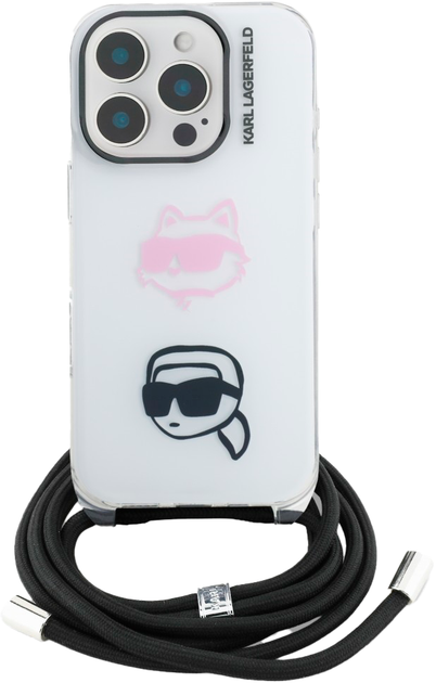 Etui Karl Lagerfeld IML Crossbody Karl&Choupette Head do iPhone 16 Pro Max White (3666339462079) - obraz 2