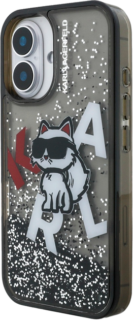 Панель Karl Lagerfeld Liquid Glitter Choupette Logo для iPhone 16 Black (3666339464028) - зображення 2