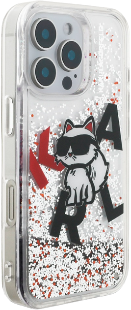 Etui Karl Lagerfeld Liquid Glitter Choupette Logo do iPhone 16 Pro Transparent (3666339464226) - obraz 4