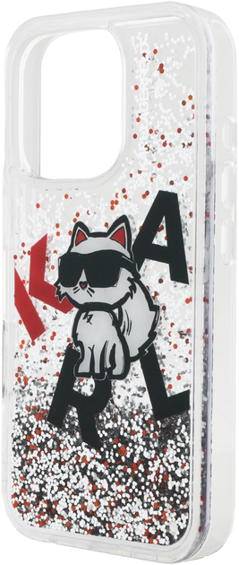 Etui Karl Lagerfeld Liquid Glitter Choupette Logo do iPhone 16 Pro Transparent (3666339464226) - obraz 6