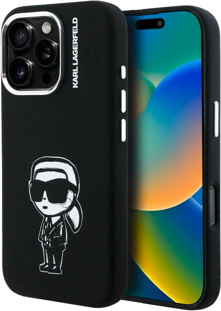 Панель Karl Lagerfeld Silicone Karl Sketch MagSafe для iPhone 16 Pro Black (3666339462604) - зображення 1