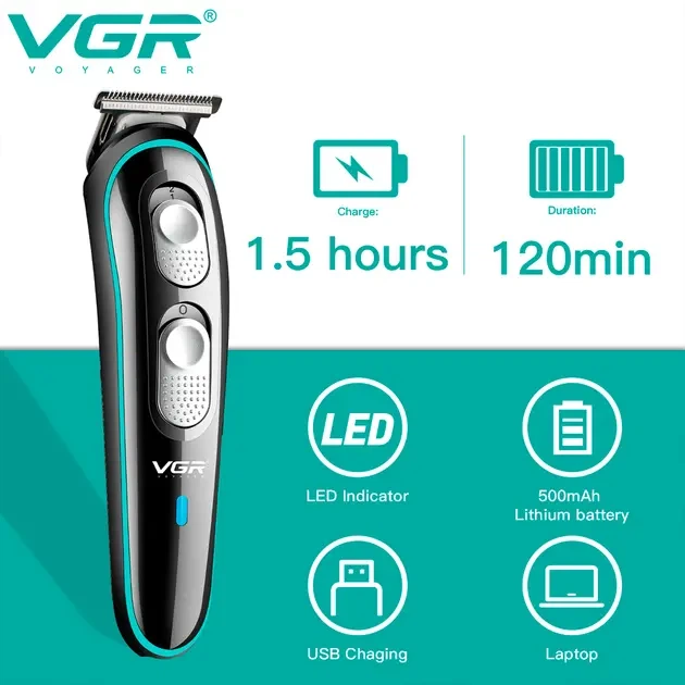 Аккумуляторный триммер VGR V-055 с регулятором высоты 4 насадки - изображение 2
