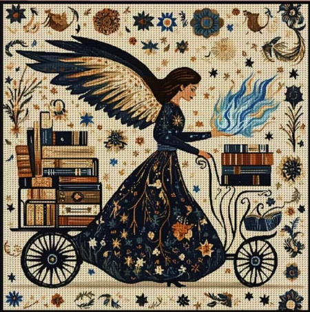 Набір для вишивання за нанесеною на канву схемою "Book Fairy".AIDA 14CT printed, 40*40 см - зображення 6