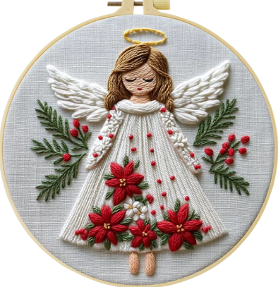 Набір для вишивання ГЛАДДЯМ по нанесеному на канву контуру "Angel" з ОБРУЧОМ. Льон, 20*20 см - Фото 1 Набір для вишивання ГЛАДДЯМ по нанесеному на канву контуру "Angel" з ОБРУЧОМ. Льон, 20*20 см - зображення 1