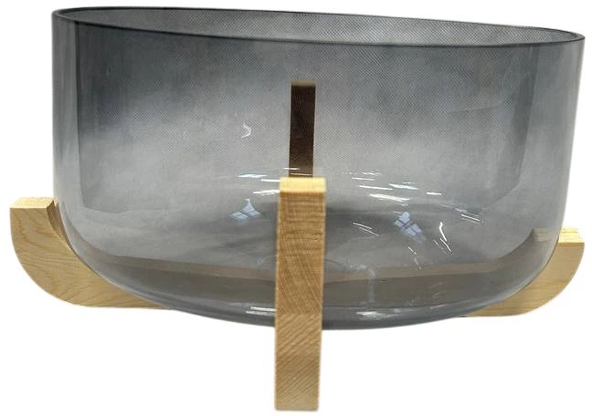 Miska na sałatkę Secret de Gourmet Arha szklana z drewnianą podstawką 24 cm (3560237542676) (955555910059136) - Outlet - obraz 3