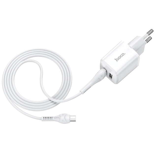 Зарядний пристрій Hoco N8 2 порту USB 2.4A для телефонів планшетів навушників швидке безпечне заряджання біле - Фото 2 Зарядний пристрій Hoco N8 2 порту USB 2.4A для телефонів планшетів навушників швидке безпечне заряджання біле - зображення 2