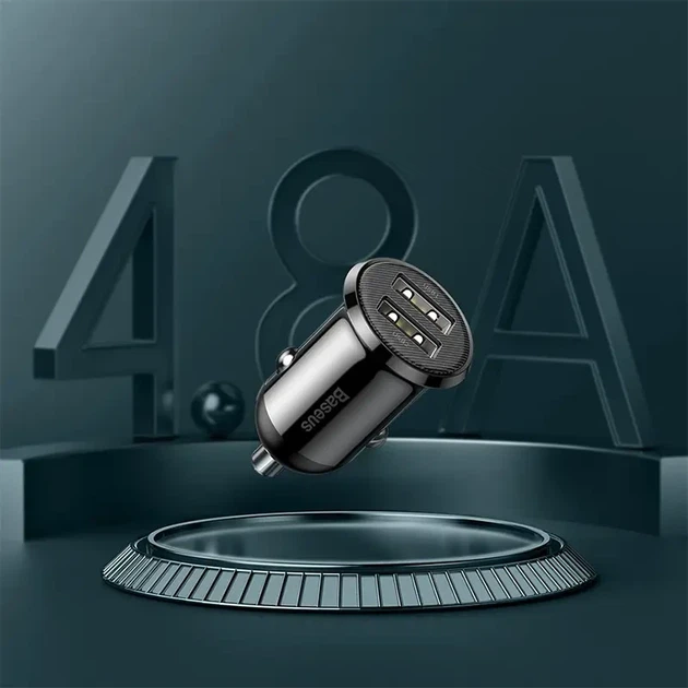 Автомобильная зарядка Baseus 4.8A 2USB для смартфонов и планшетов быстрая подзарядка через прикуриватель черная - Фото 8 Автомобильная зарядка Baseus 4.8A 2USB для смартфонов и планшетов быстрая подзарядка через прикуриватель черная - изображение 8