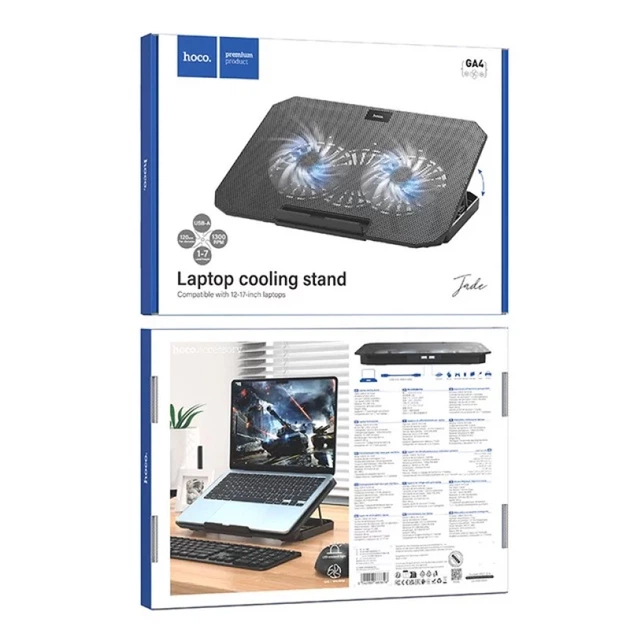 Подставка для ноутбука Hoco GA4 Jade laptop cooling stand Black - изображение 2