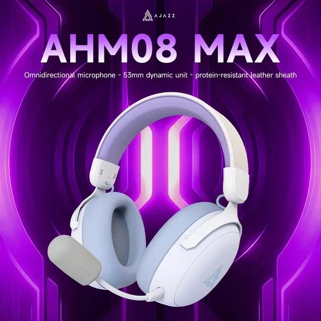 Ігрові Навушники Ajazz AHM08 MAX Black Бездротова Ігрова Гарнітура, Радіоканал/Bluetooth/Провід - зображення 2