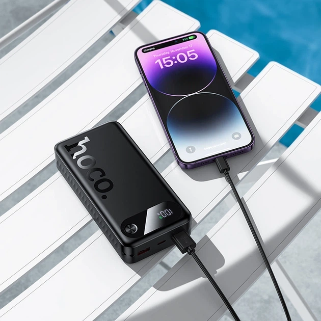 Павербанк HOCO J154A 20000 mAh 22.5W 2USB/1Type-C Портативный внешний аккумулятор Power Bank с быстрой зарядкой 22.5W+PD20W Black - Фото 2 Павербанк HOCO J154A 20000 mAh 22.5W 2USB/1Type-C Портативный внешний аккумулятор Power Bank с быстрой зарядкой 22.5W+PD20W Black - изображение 2