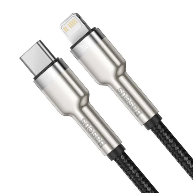 Кабель зарядный Baseus Type-C Lightning Cafule Metal 0.25 м Black (CATLJK-01) - Фото 2 Кабель зарядный Baseus Type-C Lightning Cafule Metal 0.25 м Black (CATLJK-01) - изображение 2