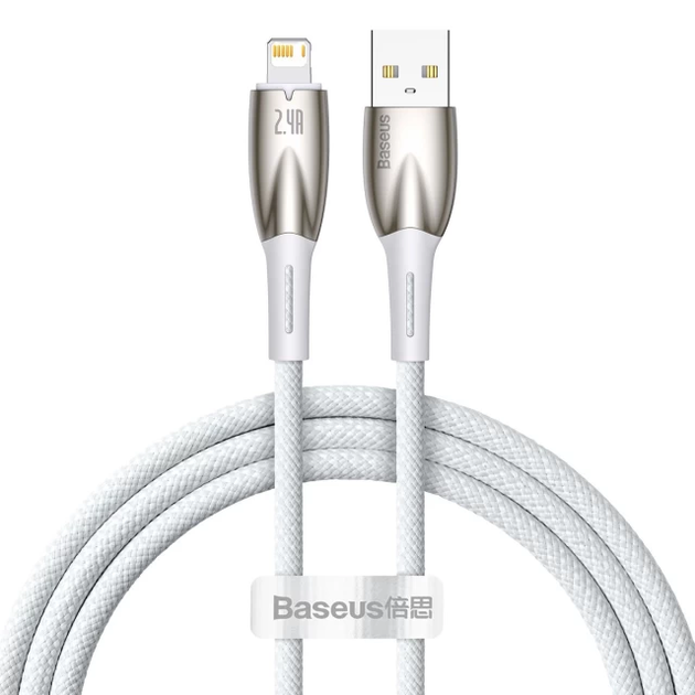 Кабель зарядный Lightning Baseus Glimmer Series Fast Charge USB - Lightning 1м White (CADH000202) - Фото 3 Кабель зарядный Lightning Baseus Glimmer Series Fast Charge USB - Lightning 1м White (CADH000202) - изображение 3