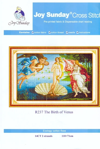 Набір для вишивання за нанесеною на канву схемою "The Birth of Venus". AIDA 14CT printed 110*71 см - зображення 3