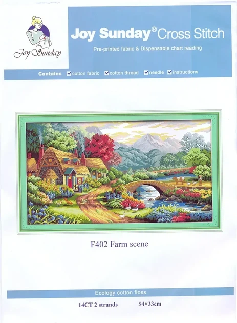 Набір для вишивання за нанесеною на канву схемою "Farm scene". AIDA 14CT printed, 54*33 см - зображення 2