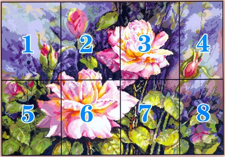 Набор для вышивания по нанесённой на канву схеме "Vintage rose". AIDA 14CT printed, 59*44 см - изображение 3