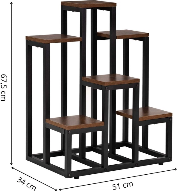 Stojak na kwiaty Springos metalowy 6 poziomów 67.5 cm Ciemnobrązowy GA0220 (5908455307031) - obraz 9