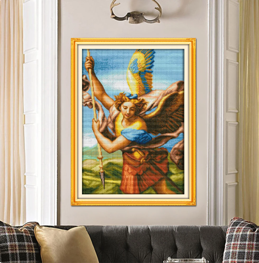 Набір для вишивання за нанесеною на канву схемою "Battle Angel". AIDA 14CT printed, 59*81 см - зображення 2