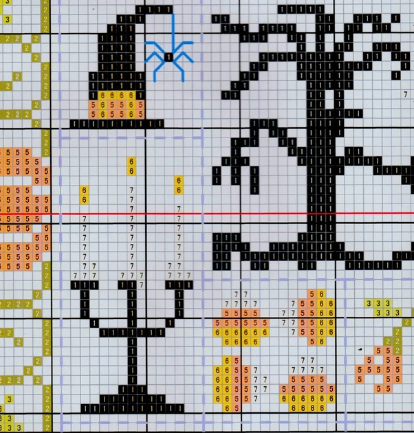 Набор для вышивания по нанесённой на канву схеме "Halloween". AIDA 14CT printed 28*28 см - изображение 4