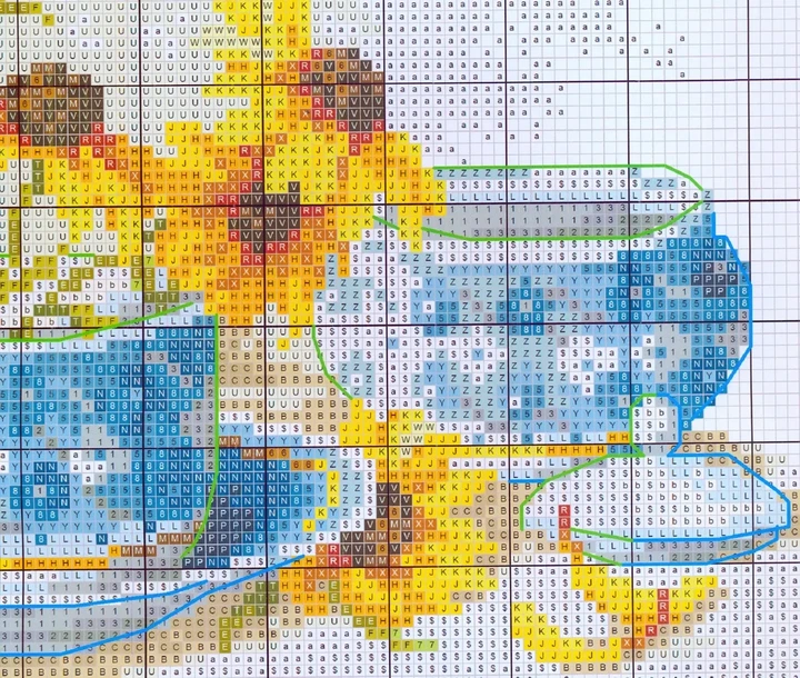 Набор для вышивания по нанесённой на канву схеме "Daisies and blue and white porcelain"AIDA 14CT printed48*43с - изображение 4