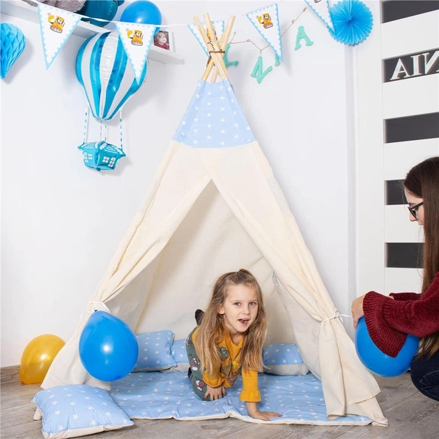 Namiot dla dzieci Springos Tipi Błękitny w gwiazdki TIP06 (5907719428703) - obraz 17